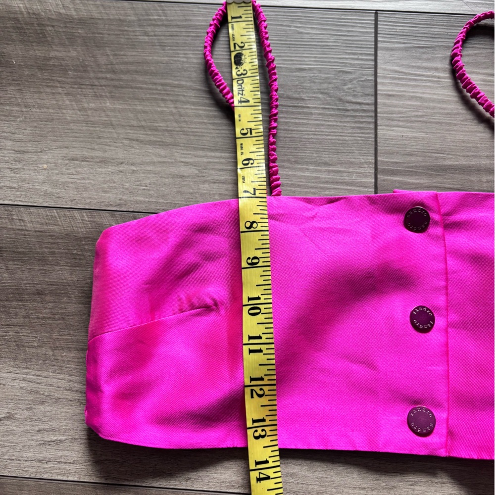 Sandro Hot Pink Satin Braided-Strap Crop Top 3 large - Picture 8 of 10